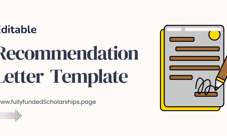 Editable Recommendation Letter Template for Scholarship Application